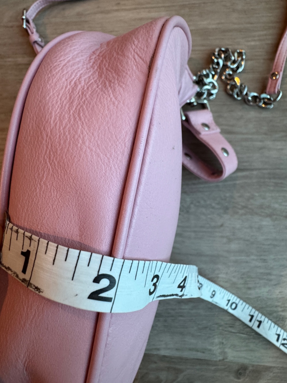Núnoo Pluto Rivet Silky Pink Leather Crescent Studded Shoulder Bag Y2K - Picture 4 of 13